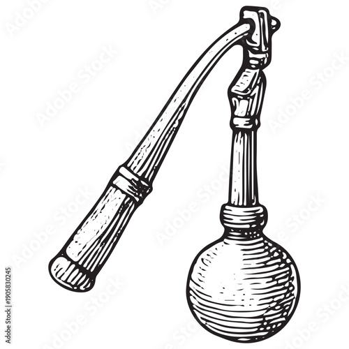 Vintage Medieval Mace Engraving Retro Knight Flail Weapon Illustration Antique Woodcut Line Art