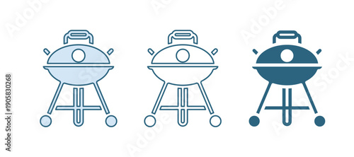 Blue Barbecue grill icon isolated on white background. BBQ grill party. Vector