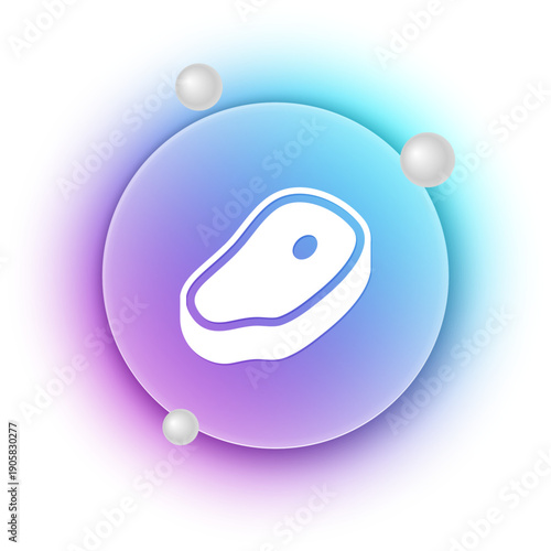 White Steak meat icon isolated on white background. Blue and purple gradient circle background. Vector