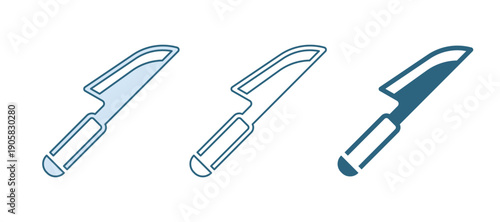Blue Knife icon isolated on white background. Cutlery symbol. Vector
