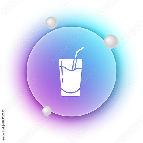 White Cocktail and alcohol drink icon isolated on white background. Blue and purple gradient circle background. Vector