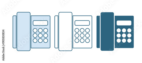 Blue Telephone handset icon isolated on white background. Phone sign. Vector