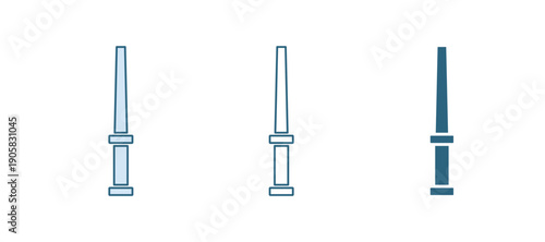 Blue Magic wand icon isolated on white background. Star shape magic accessory. Magical power. Vector