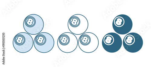 Blue Billiard pool snooker ball with number 8 icon isolated on white background. Vector