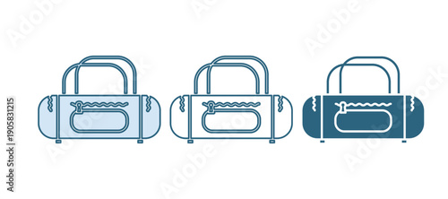 Blue Sport bag icon isolated on white background. Vector