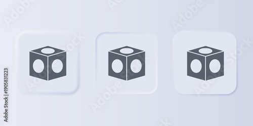 Grey Billiard chalk icon isolated on grey background. Chalk block for billiard cue. Set icons in square buttons. Vector