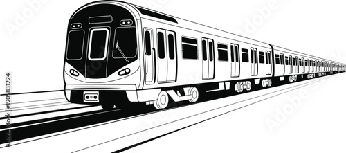 Railway travel and transport vector icon pack, modern thin outline pictograms for trains, metro signs, passenger commute, stations and transit navigation.