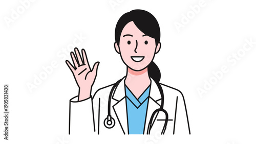 Friendly Healthcare Professional: A welcoming healthcare worker, a symbol of care and dedication, extending a friendly hand and a reassuring smile, embodying trust and approachability.