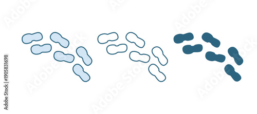 Blue Human footprints shoes icon isolated on white background. Shoes sole. Vector