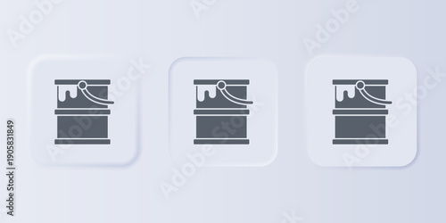 Grey Paint bucket icon isolated on grey background. Set icons in square buttons. Vector