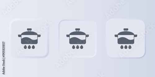 Grey Cooking pot icon isolated on grey background. Boil or stew food symbol. Set icons in square buttons. Vector