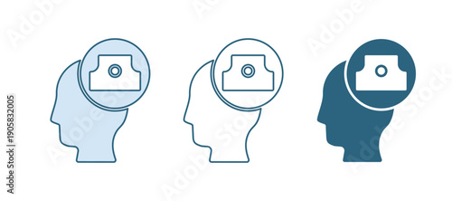 Blue Spray can nozzle cap icon isolated on white background. Vector