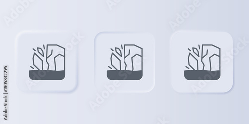 Grey Glacier melting icon isolated on grey background. Set icons in square buttons. Vector