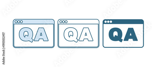 Blue Speech bubbles with Question and Answer icon isolated on white background. Q and A symbol. FAQ sign. Chat speech bubble and chart. Vector