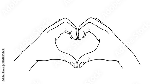 Hands forming a heart shape with fingers on white background
