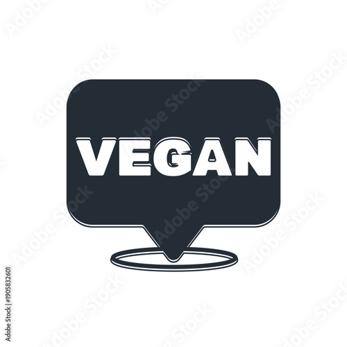 Black Vegan food diet icon isolated on white background. Organic, bio, eco symbol. Vegan, no meat, lactose free, healthy, fresh and nonviolent food. Vector