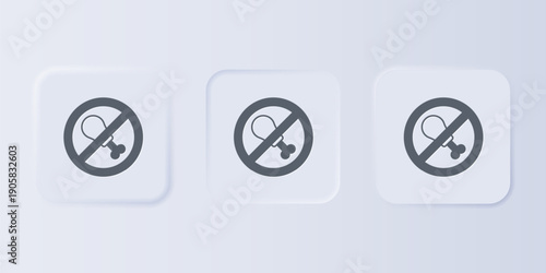 Grey No meat icon isolated on grey background. No fast food allowed - vegetarian food. Set icons in square buttons. Vector