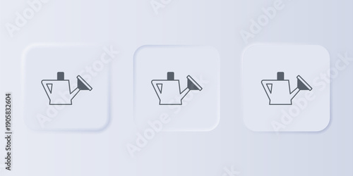 Grey Watering can icon isolated on grey background. Irrigation symbol. Set icons in square buttons. Vector