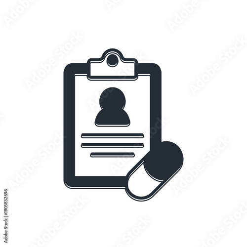 Black Medical prescription icon isolated on white background. Rx form. Recipe medical. Pharmacy or medicine symbol. Vector