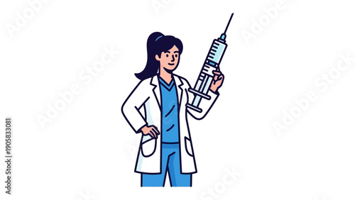 Healthcare Professional with Syringe: A confident healthcare professional, clad in a crisp lab coat, holds a syringe, ready to administer care and promote well-being.