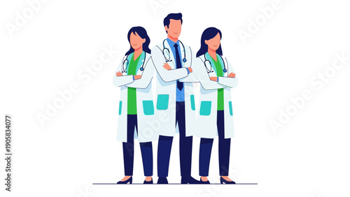 Medical Professional Collaboration: A team of dedicated medical professionals, exuding expertise and unity, stands side by side, showcasing their commitment to healthcare