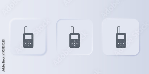 Grey Baby monitor walkie talkie icon isolated on grey background. Set icons in square buttons. Vector