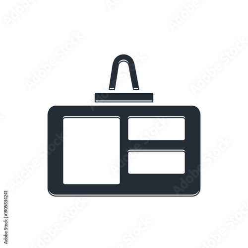 Black Identification badge icon isolated on white background. It can be used for presentation, identity of the company, advertising. Vector
