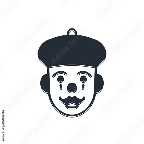 Black French mime icon isolated on white background. Vector