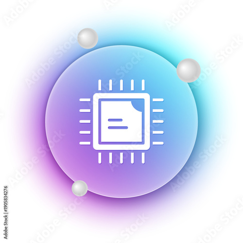 White Computer processor with microcircuits CPU icon isolated on white background. Chip or cpu with circuit board. Micro processor. Blue and purple gradient circle background. Vector