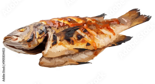 Traditional Mexican Grilled Fish Pescado Zarandeado Vector