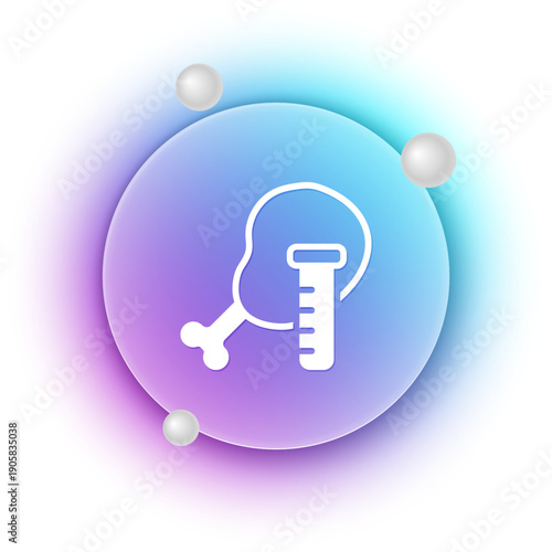 White Genetically modified chicken icon isolated on white background. Syringe being injected to chicken. Blue and purple gradient circle background. Vector