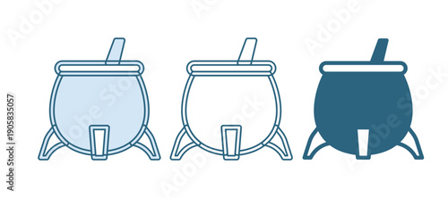 Blue Witch cauldron icon isolated on white background. Happy Halloween party. Vector