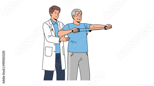 Physical Therapy Session: A compassionate therapist guides an elderly patient through rehabilitative exercises, fostering recovery and promoting well-being. 