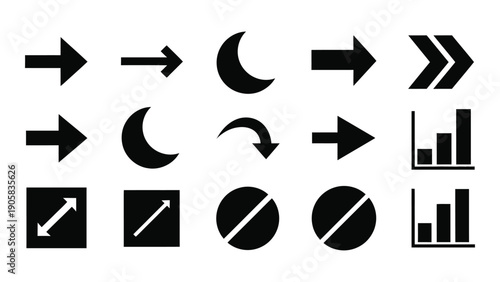 A collection of diverse icons representing various actions and symbols. Vector