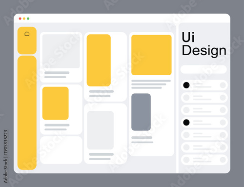 Modern UI Design Dashboard Template Vector Illustration, Web Interface Layout and Admin Panel Wireframe