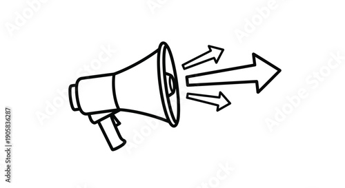 Megaphone icon broadcasting sound waves, symbolizing public announcement and effective communication.