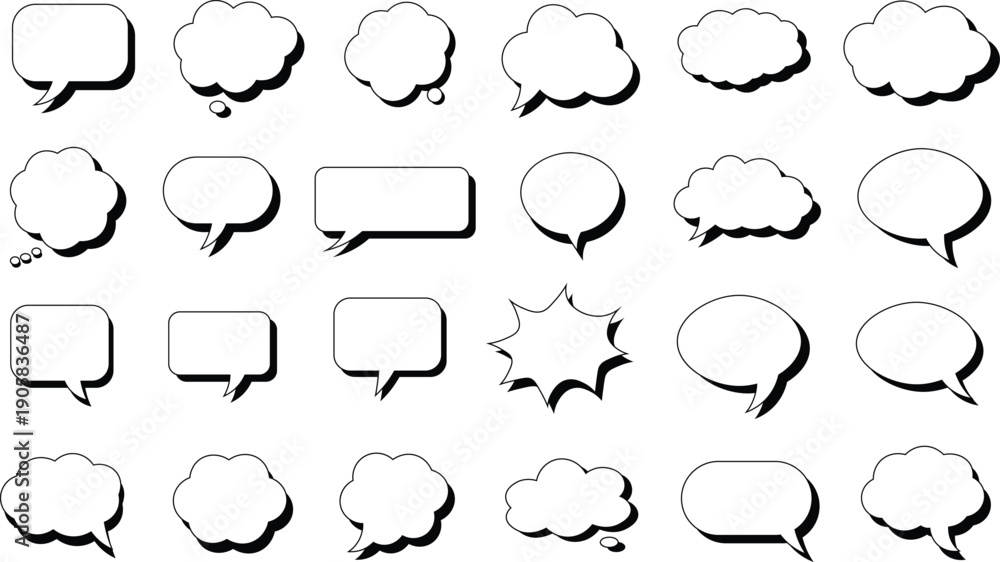 Fototapeta premium Speech bubble icon set comic chat cloud dialogue box vector collection