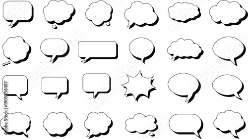 Speech bubble icon set comic chat cloud dialogue box vector collection