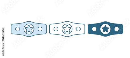 Blue Boxing belt icon isolated on white background. Belt boxing sport championship winner fight award. Vector