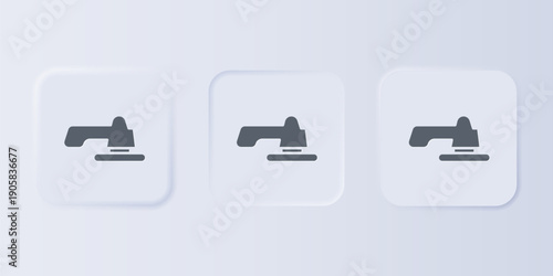 Grey Water tap icon isolated on grey background. Set icons in square buttons. Vector