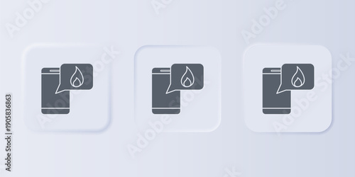 Grey Mobile phone with emergency call 911 icon isolated on grey background. Police, ambulance, fire department, call, phone. Set icons in square buttons. Vector