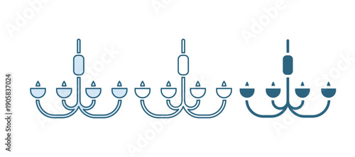 Blue Chandelier icon isolated on white background. Vector