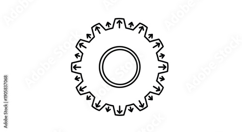 Outline gear icon displays inward-pointing arrows indicating radial force or compression stress on.