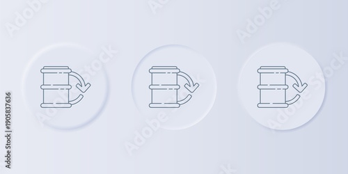 Grey Eco fuel barrel icon isolated on grey background. Eco bio and barrel. Green environment and recycle. Set icons in square buttons. Vector