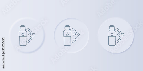 Grey Recycling plastic bottle icon isolated on grey background. Set icons in square buttons. Vector