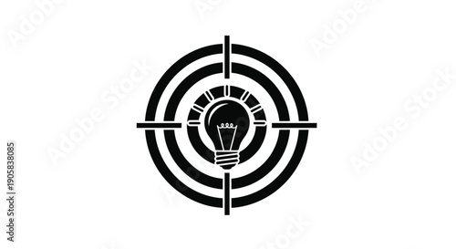 Lightbulb idea centered within target crosshairs symbolizes achieving a clear creative goal.