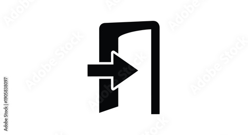Black icon shows an open doorway with a right-pointing arrow indicating entrance access.