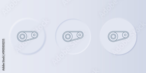 Grey Timing belt kit icon isolated on grey background. Set icons in square buttons. Vector