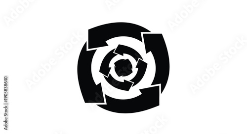 Circular graphic depicting five rotating arrows forming a continuous recycling or process loop icon.