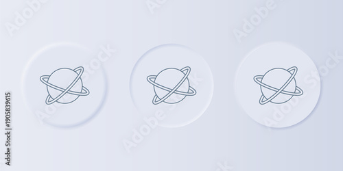 Grey Artificial satellites orbiting the planet Earth in outer space icon isolated on grey background. Communication, navigation concept. Set icons in square buttons. Vector